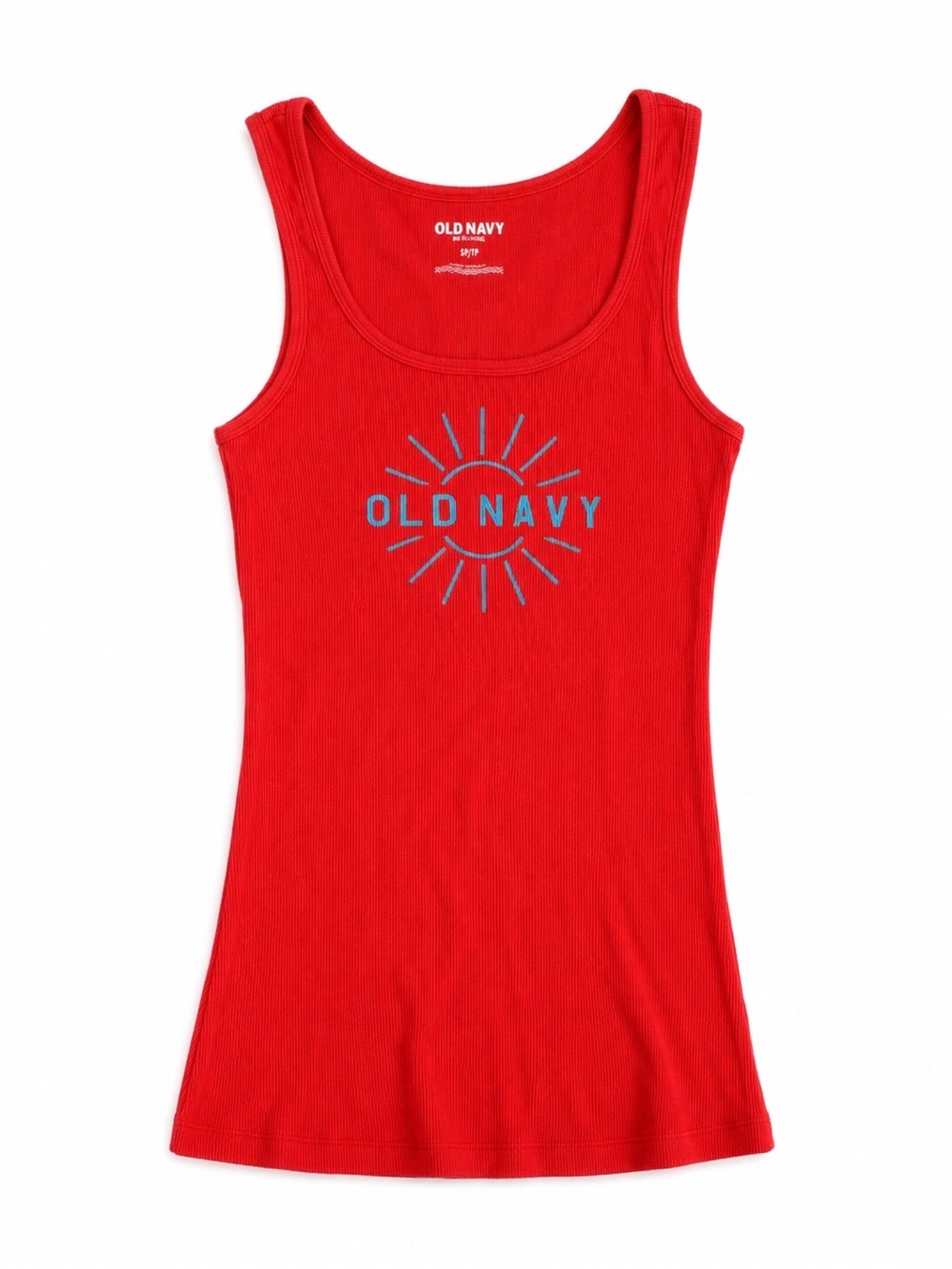 Old Navy 2013 Red Ribbed Logo Tank Top | Y2K Graphic  | Size Smal